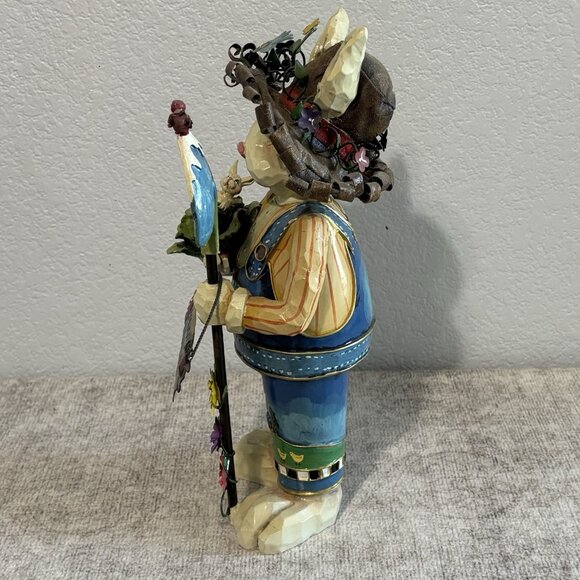 RARE UNIQUE FAUX CARVED WOOD BUNNY RABBIT FIGURINE 12” TALL - Picture 2 of 12